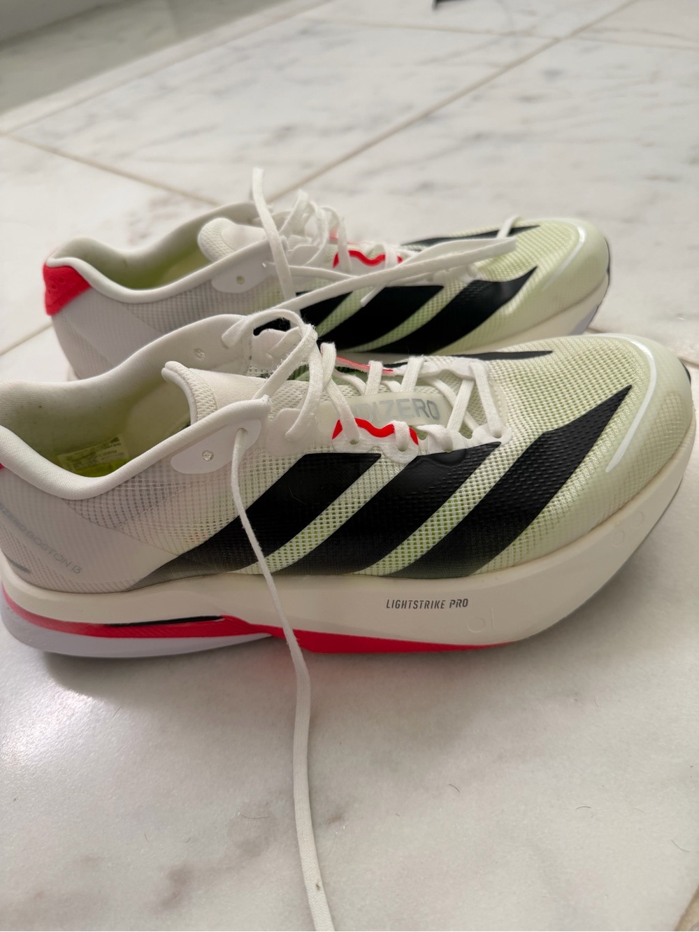 Adidas Adizero women’s Running Shoes - White, Black, Neon Coral
